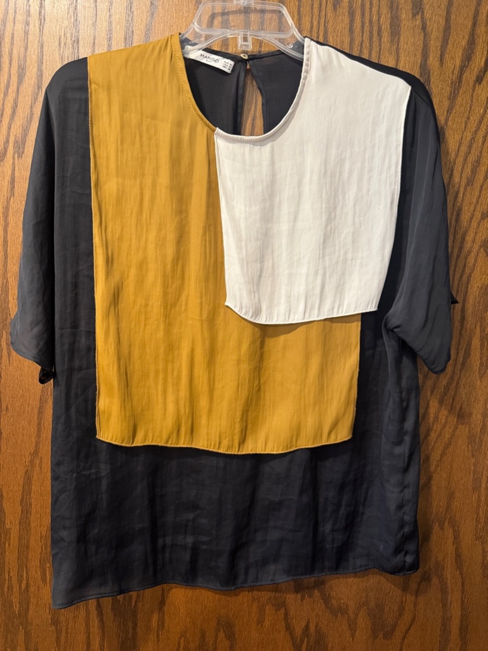 Mango Mustard and Black Colorblock Top